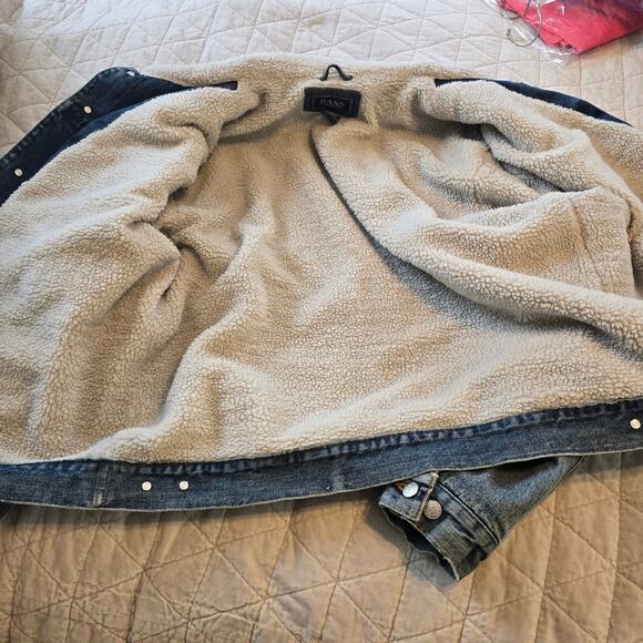 GH Bass Denim Trucker Jacket Men's XL Blue Sherpa Lined Classic Outdoors Vintage - Picture 7 of 10